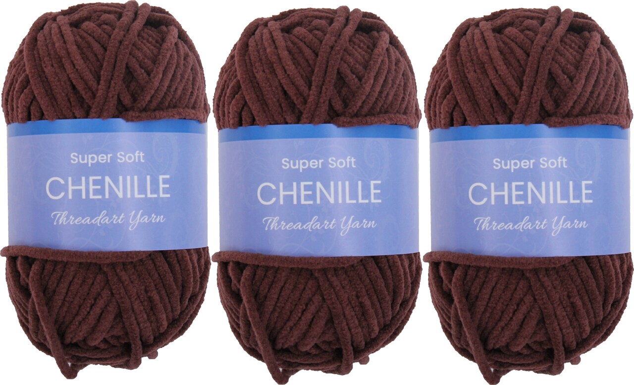 ThreadArt #5 Chenille Yarn for Crocheting, Knitting, Amigurumi, Super Soft Plush Velvet Yarn - 50 Gram 60 yds Fluffy Yarn Skeins